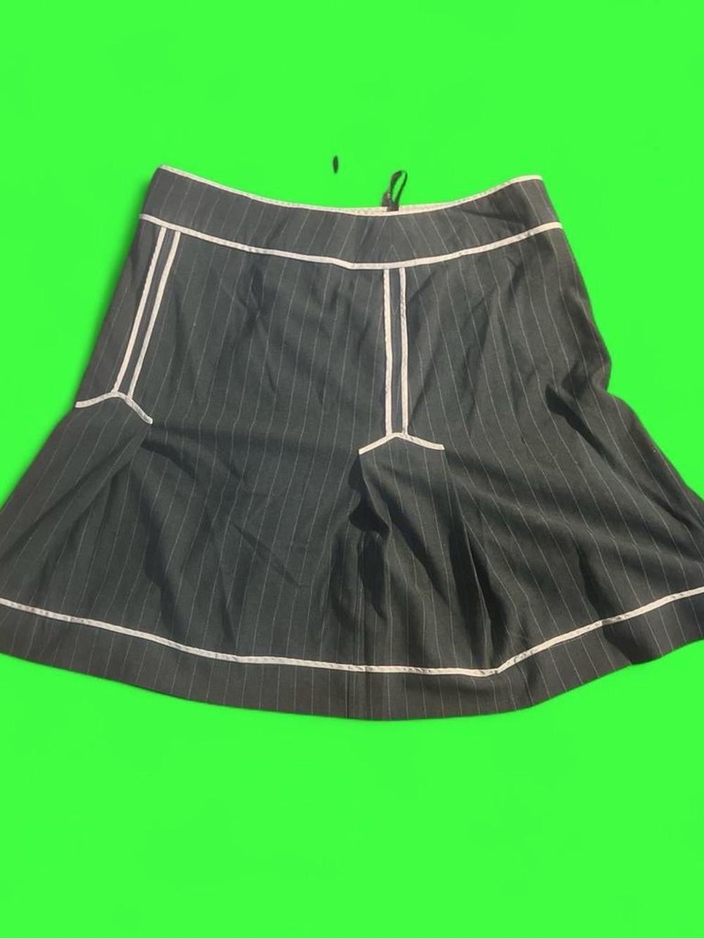 INC International Concepts Black Pinstripe Skater Skirt with White Trim